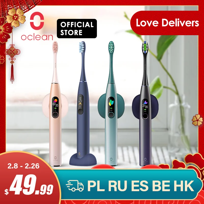 Oclean X Pro Sonic Electric Toothbrush 2H fast charge lasts 30 days 32 Intensities Adult IPX7 Color Touch Screen Toothbrush