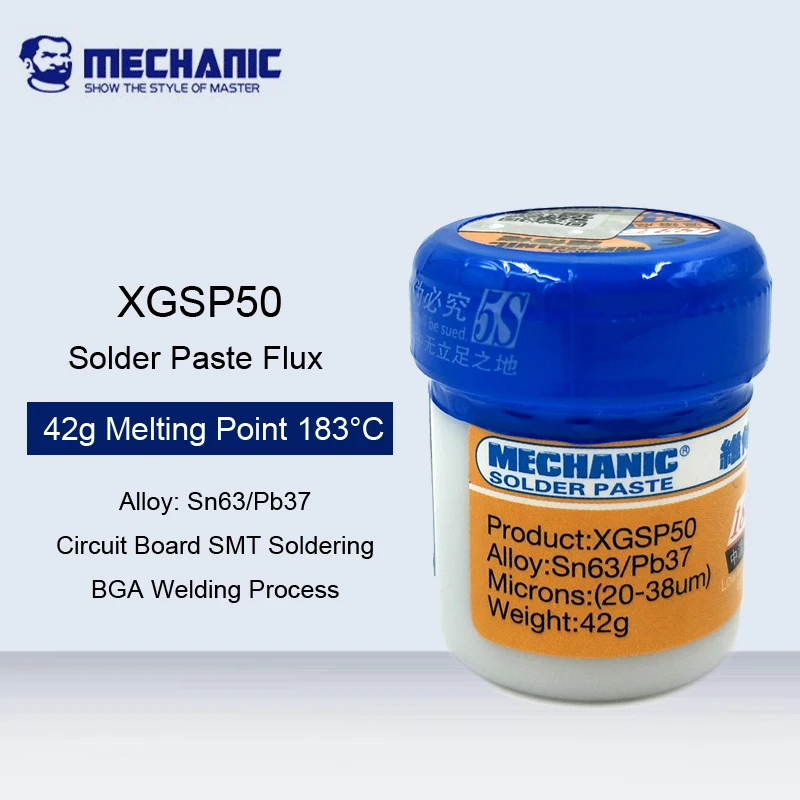 

42G XGSP50 183°C Welding Fluxes Solder Paste Sn63/Pb37 Soldering Iron Station Flux For PCB Repair SMD SMT Rework Melting Point