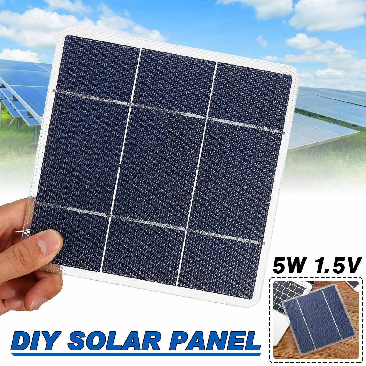 

1/5/10pcs 5W 170x170mm DIY Monocrystalline Solar Panel ETFE laminated Mono Silicon Cells Photovoltaic Grade A High Efficiency