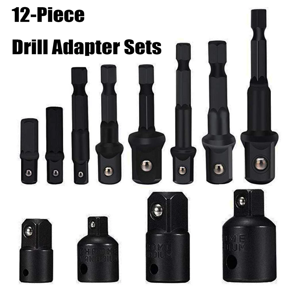 12-Piece 3-12 шт. Шестигранная дрель-гайка с хвостовиком 1/" 3/8" 1/" соединительная головка удлинитель сверла барный ключ - Цвет: 12-Piece