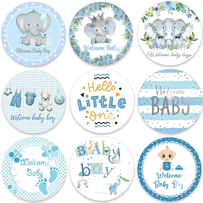 

Welcome Baby Boy Stickers Labels Cute Little One Elephant Decor Stickers Welcome New Born Gender Reveal Baby Shower Decor