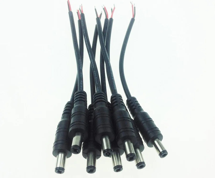 5pcslot 12V DC Power Plug Male Connector 5.5X2.1mm With Cord Cable For 5050 3528 2835 Led Strip CCTV Free Shipping (3)