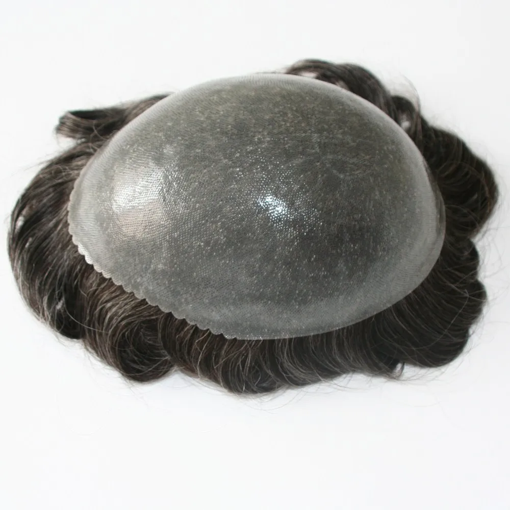 Nuevo sistema de cabello con piezas de cabello para hombre, tupé de base de piel gruesa con frontal festoneado