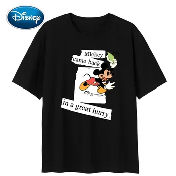 

Disney Stylish Mickey Mouse Cartoon Letter Print O-Neck Pullover Unisex Women T-Shirt Short Sleeve Tee Tops XS - 3XL 10 Colors