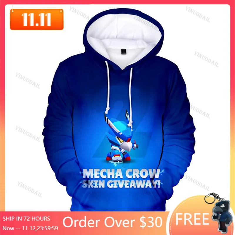 Детская толстовка с капюшоном Mecha Crow Shooter Леон стрельба игра Спайк 3D толстовки