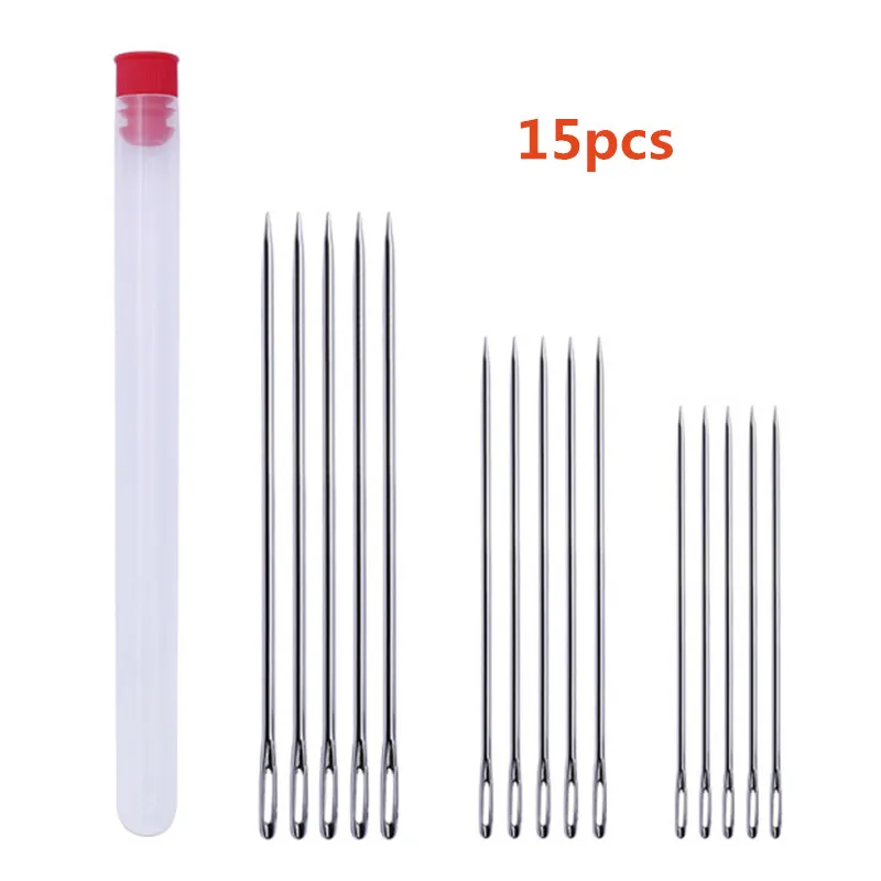 MIUSIE 15pcs 3 Size Needles Hand Sewing Crafts Large Big Eye Manual For Embroidery Tapestry Apparel Sewing Fabric Sewing Needle