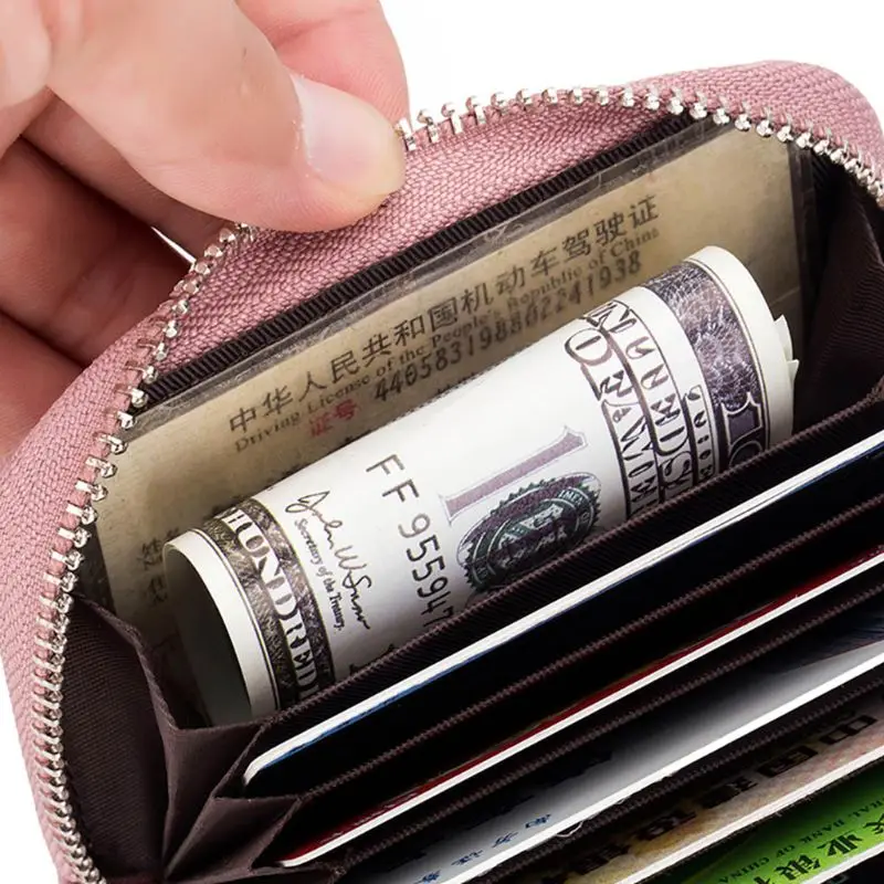 THINKTHENDO RFID Blocking Credit Card Holder PU Leather Wallet Zipper Change Coin Bag for Women