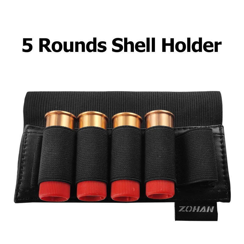 ZOHAN 5 Rounds Shotgun Shell Holder On Stock Cartridge Holder Buttstock Ammo Pouch for 12 20 Gauge Hunting Gun Accessory 2
