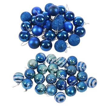 

48 Pcs Christmas ular Xmas Tree Decoration Ball Stylish Blue 4cm & 6cm