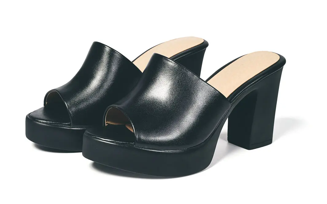 European spring summer leather women's slippers 9cm heel fish-toe sandals sexy cowhide women's shoes size 34-41