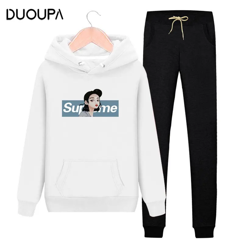 

Tracksuit Women Pink Hoodie Sweatshirt Female 2Piece Sport Pullover Suits Women's Sport Suit Set Tracksuit for Women Sweatshirt