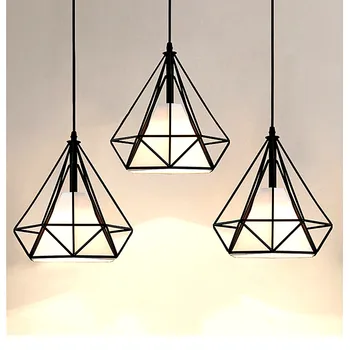 

American-Style Diamond Bird Cage Iron Droplight Retro Simple Creative Single-Head Cafe Restaurant Aisle Balcony Room Chandelier