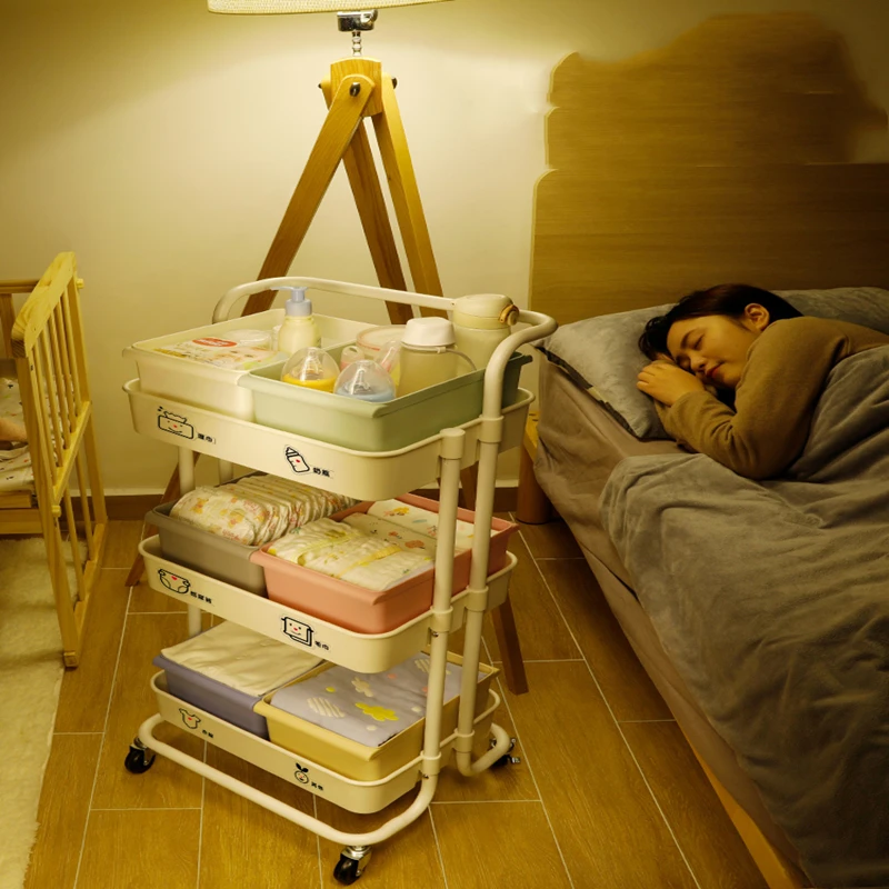 

Baby articles removable shelf with wheels bedside neonatal storage shelf multi-layer trolley baby shelf