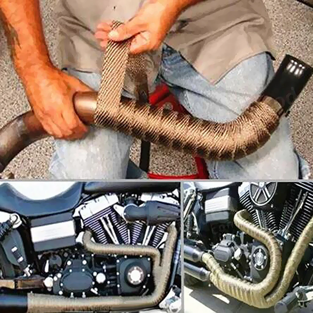 Motorcycle Cafe Racer Seat Brown +2' 32Ft Fiberglass Exhaust Heat Wrap Beige