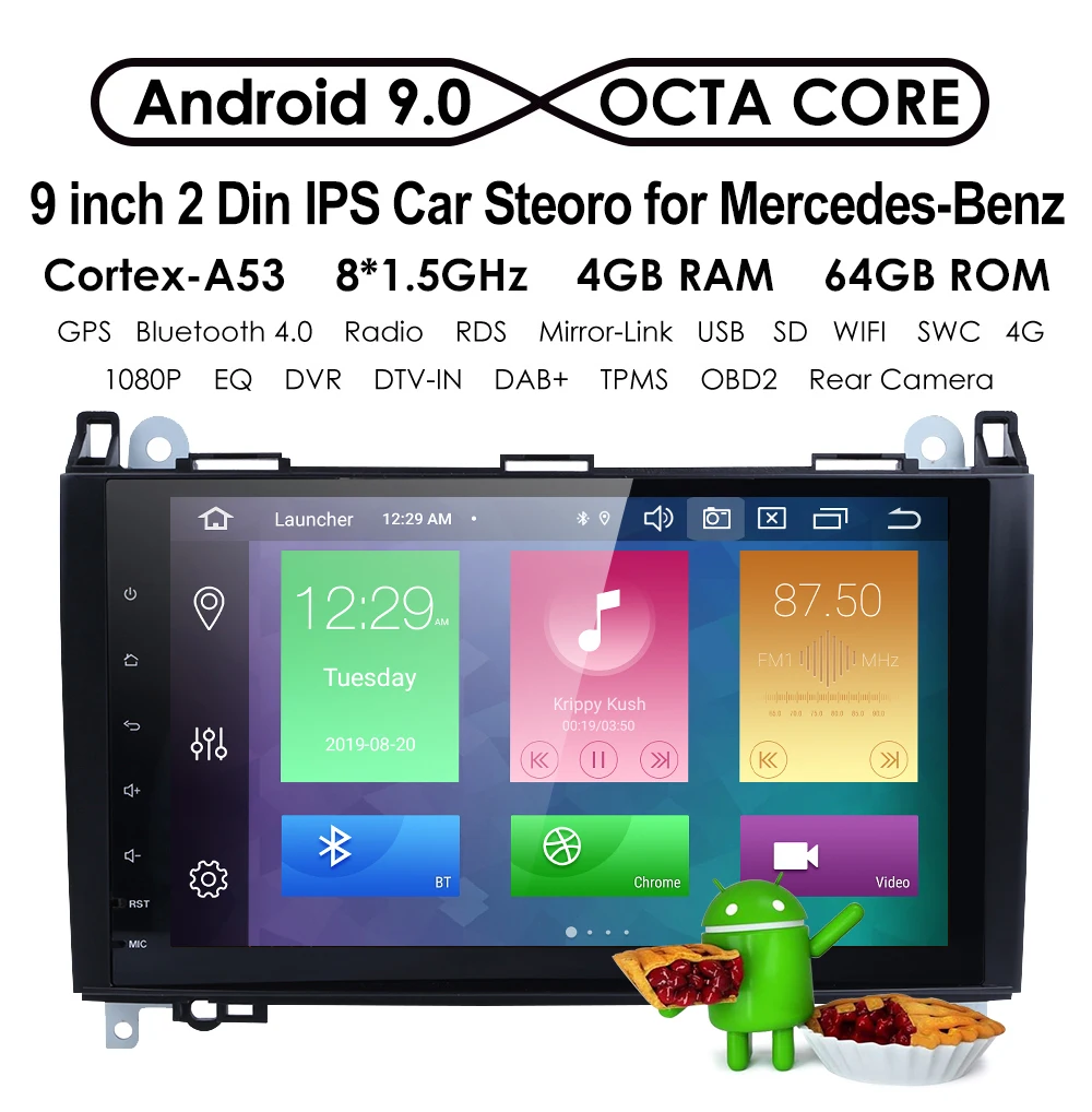Flash Deal Android 9.0 4G+64G Car AutoRadio Navi For Mercedes Benz Sprinter B200 W209 W169 W169 B-class W245 B170 Vito W639 Car GPS player 2