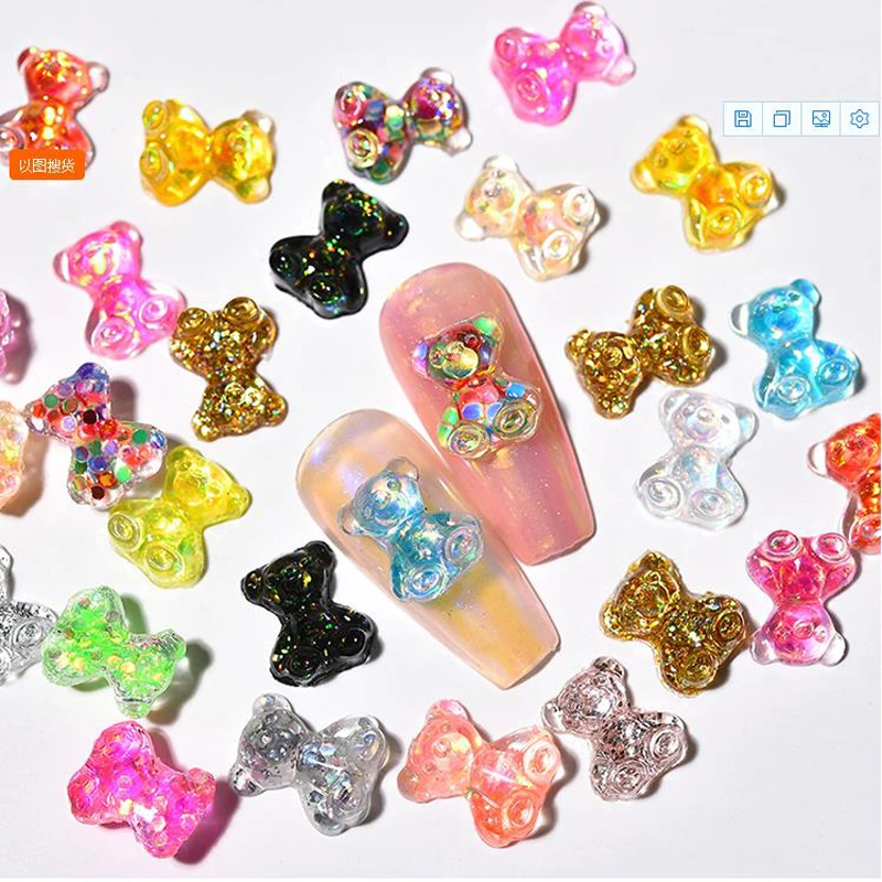 Gummy Bear 50pcs Ab Bearteddy Nail Art Charm Kawaii Rainbow Bea For Nail Art Decoration 50pcs Glitter Gummy Bear Studs Rhinestones Decorations Aliexpress