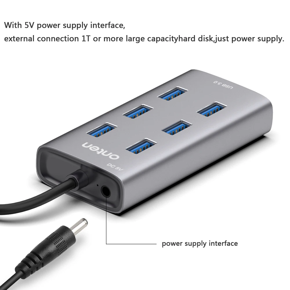 USB 3,0 концентратор с держателем для телефона 7 портов usb-хаб USB разветвитель адаптер питания для iMac компьютер Ноутбук аксессуары концентратор USB 3,0