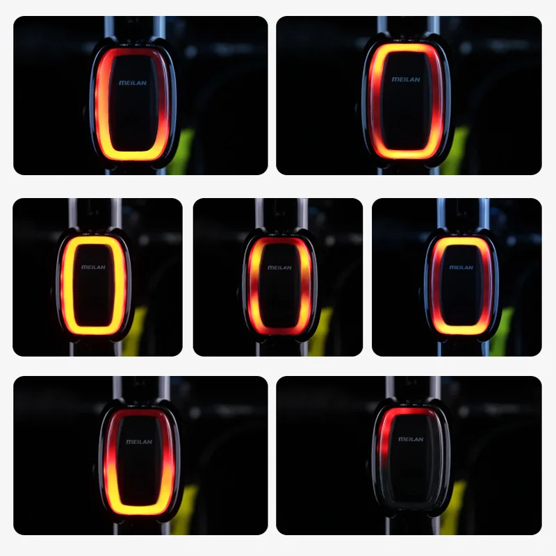 Smart Brake Lights Bicycle Rear Back Light USB Rechargeable Cycling Taillight 6 Modes Safety Warning Night Riding Flashlight