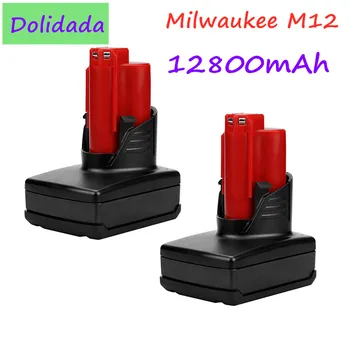 

2pcs Battery Tools for Milwaukee M12 12v 12800mah Rechargeable Li-ion Power Tool Replacement Battery Backup Battery L10