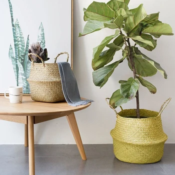 

Environmental friendly Flower Basket Organizer Foldable Natural Seagrass