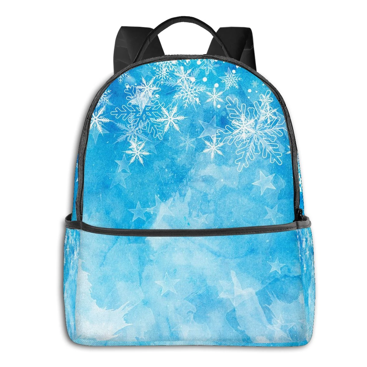 Backpack Christmas Snowflakes On Light Blue Background Laptop Travel School College Backpacks Bag 