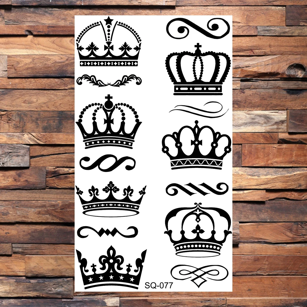 Crown Temporary Tattoos For Women Adults Realistic Whale Mountain Moon Fake Tattoo Sticker Sexy Body Arm Tatoos Waterproof tattoo sticker temporary tattoos