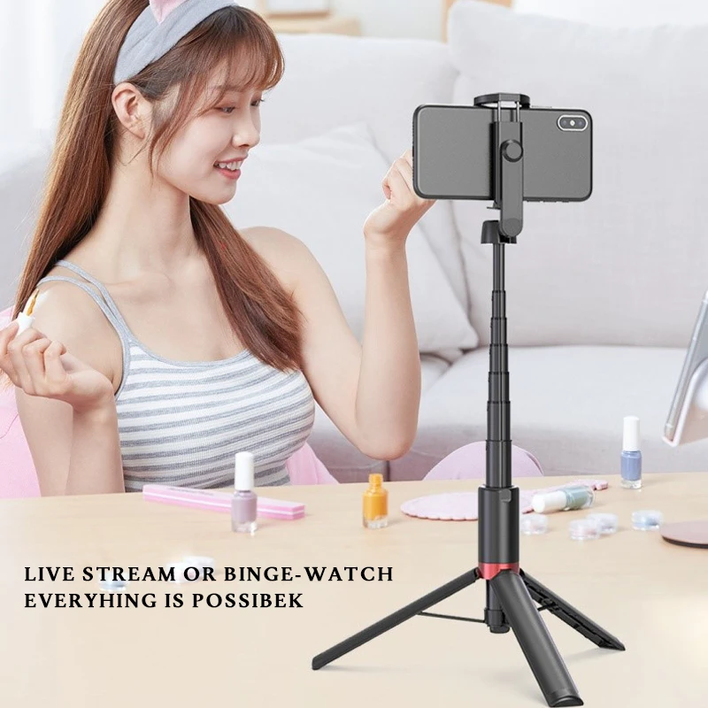 Selfie Stick 51&rdquo; Extendable Reinforced Aluminum Tripod for iPhone HUAWEI XiaoMi Samsung With Bluetooth Travel Phone Selfie Stand
