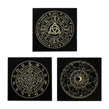 Nappe de jeu de société de Divination, tissu de Tarot, flanelle, noir, plateau de guérison spirituelle, Table à motifs païen roue de l'année