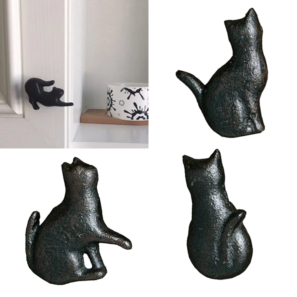 4x Creative Cat Design Cupboard Drawer Knob Kitchen Cabinet Door Pull Wardrobe Cast Iron Handles Kids Dresser Knobs