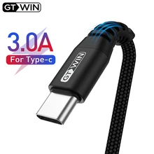 Gtwin usb tipo c cabo 2m para samsung a50 usb c cabo de dados 3a carga rápida para huawei p30 pro telefone móvel tipo-c cabo de carregamento