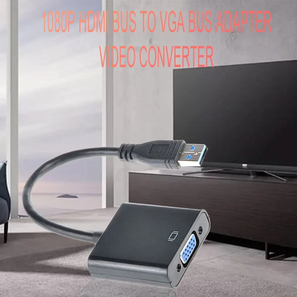 1 шт. USB 3,0 в VGA Графическая конвертер карты дисплей кабель адаптер 1080P черный