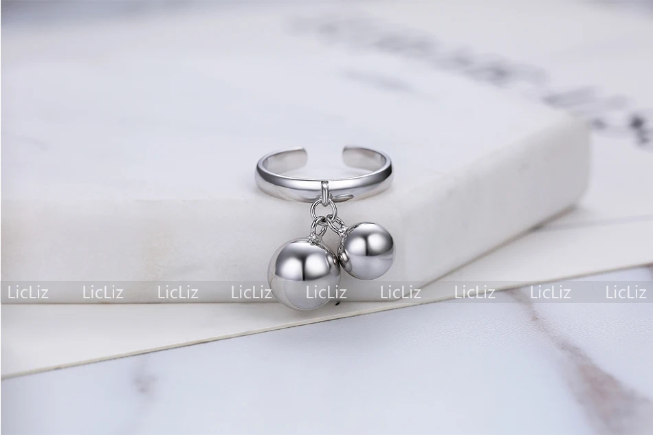 LicLiz, 925 пробы, серебряные, открытые, регулируемые, каффы, кольца для женщин, Круглый Круг, кольцо, ювелирное изделие, Anillos Plata 925 Para Mujer LR0323