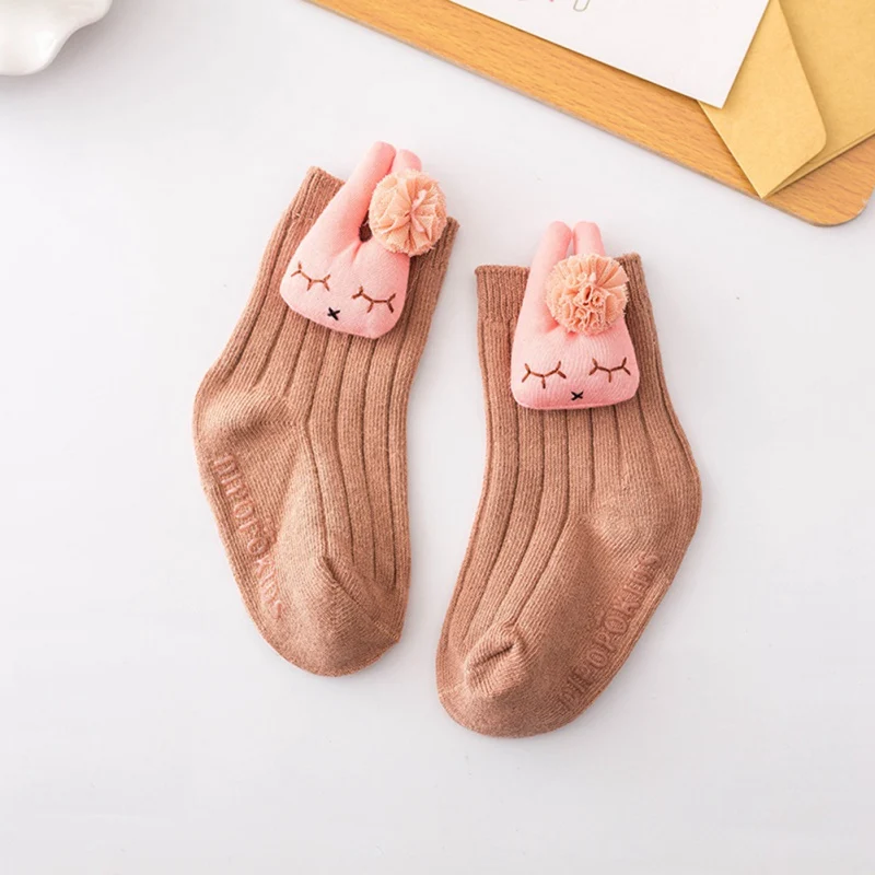 Мягкие теплые носки для новорожденных с рисунком животных; нескользящие носки для маленьких мальчиков и девочек - Цвет: Pink-L