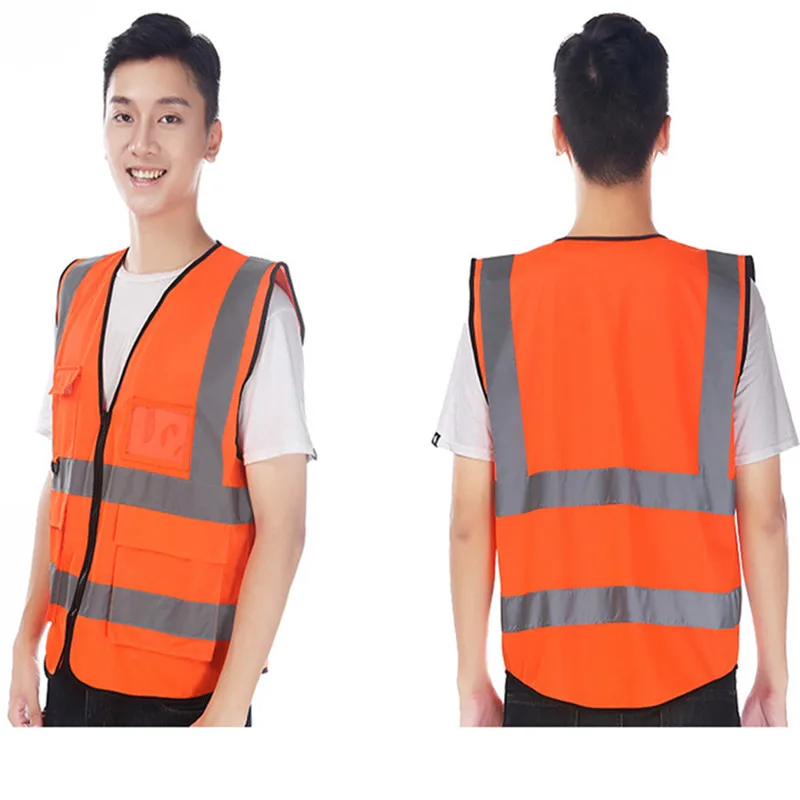 Bike Adjustable Reflective Safety Security Vest Jacket Night Running Cycling Vest Outdoor Multi-pocket Bicycle Warning Vest