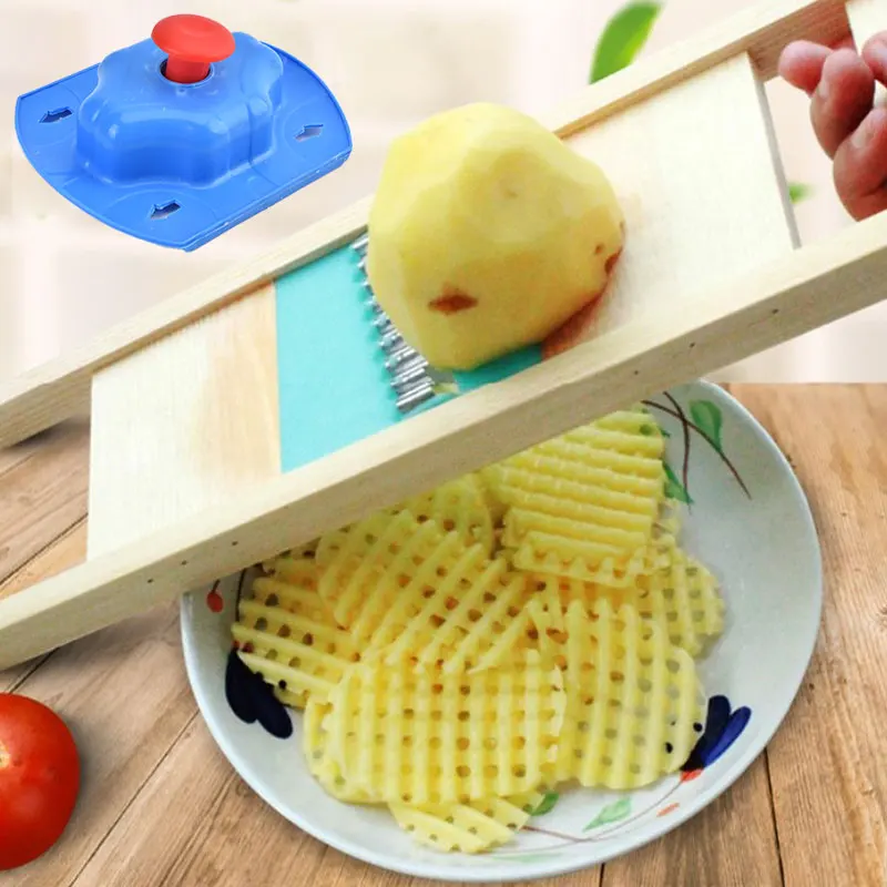 Solid Wood Potato Grid Slicer Net Vegetable Corrugated Flower Cutter Wave Knife | Дом и сад