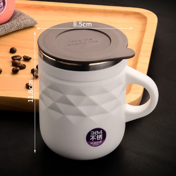 400 мл кофейная кружка с ручкой из нержавеющей стали с крышкой, чашка для чая, молока, офиса, дома, посуда для напитков в подарок