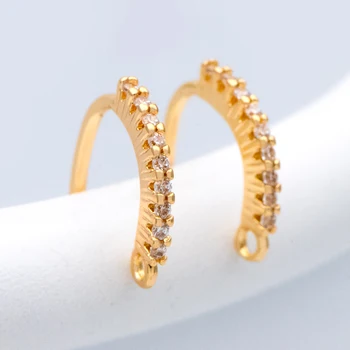 

CZ Paved Gold Earring Hooks 15mm, 18K Real Gold plated Brass Earwires, Color Not Easily Tarnish (GB-1249)/ 10pcs=5 pairs