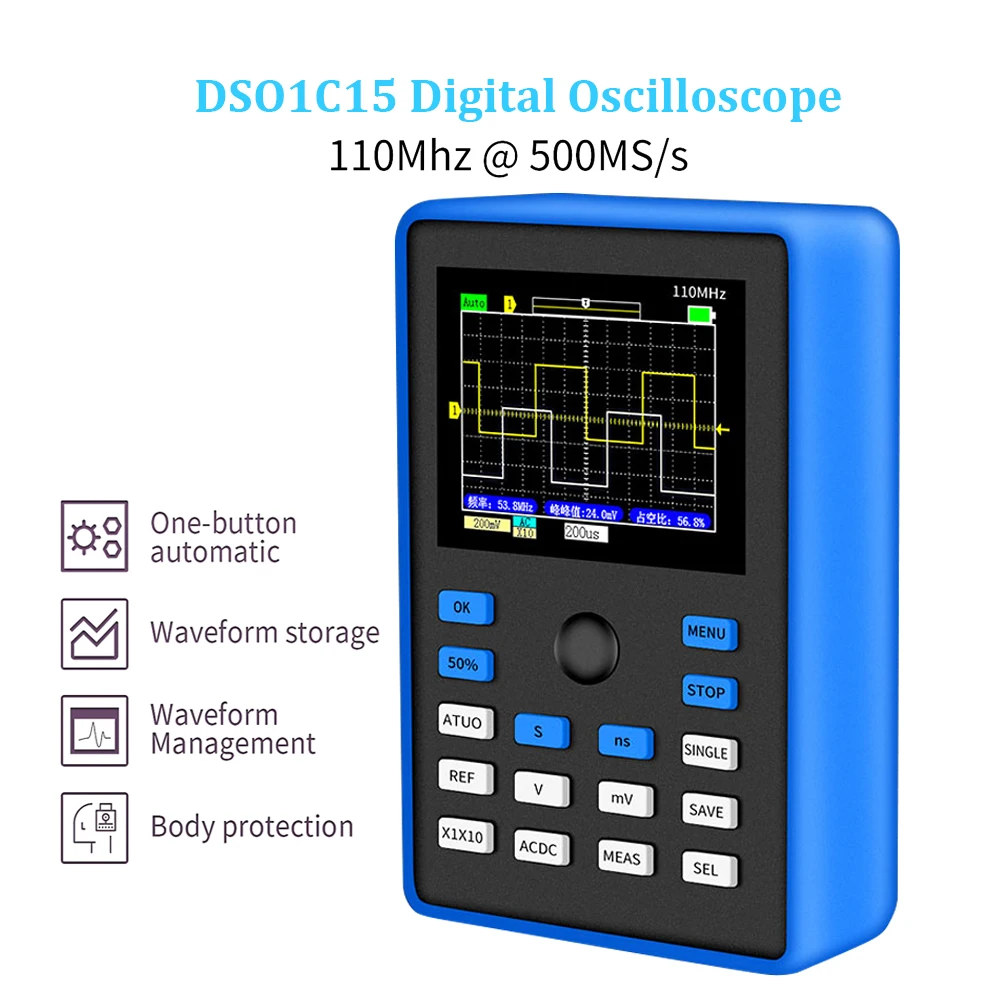 DSO1C15 Portable Digital Oscilloscope Handheld Oscilloscope Waveform