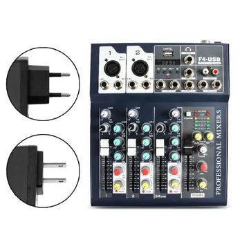 

Mini Portable 4 Channel Audio Mixer with USB Bluetooth DJ Sound Mixing Console for KTV Karaoke Party Stage Performance
