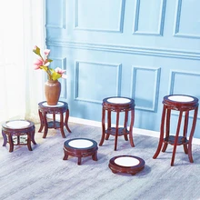 Деревянная гостиная в китайском стиле, Многоэтажный Деревянный простой Одноместный цветочный горшок, цветочный горшок, крытая Балконная полка, зеленый Luo