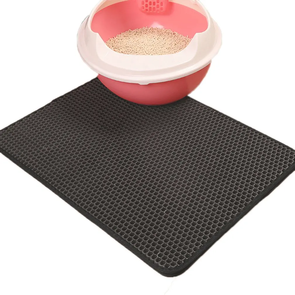 Double-layer Cat Sand Pad Cat Sand Cushion Household Pet Cushion EVA Material Washable Dog Pad Pet Supplies - Color: grey