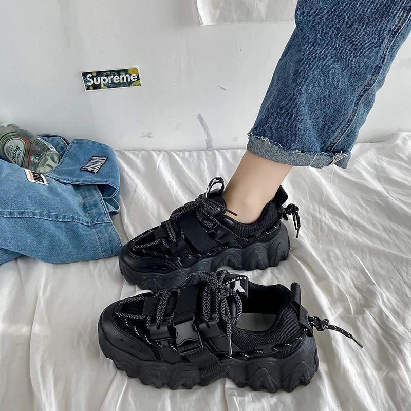 All Black Vintage Sneakers - Grunge Shoes