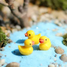 2 יח'\סט מיני חמוד קטן צהוב ברווז שרף מלאכות לבית צמחים קישוט מיניאטורות בית בובות פיות גן קישוטים(China)