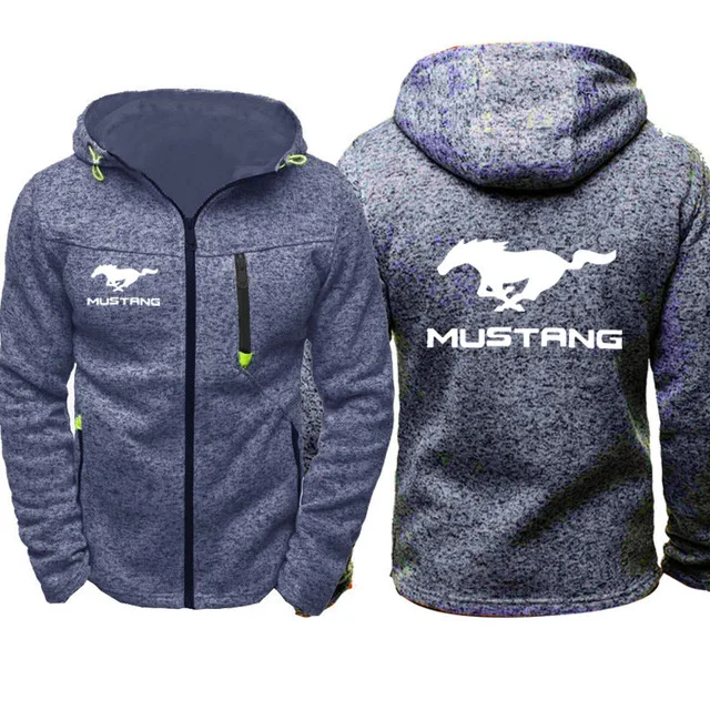 Мужские толстовки Mustang с логотипом автомобиля, повседневные толстовки с капюшоном в стиле хип-хоп Харадзюку с длинным рукавом, мужская куртка на молнии, мужская толстовка с капюшоном