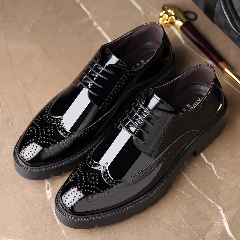 10CM Gentleman Carve Brogue Shoes Men 