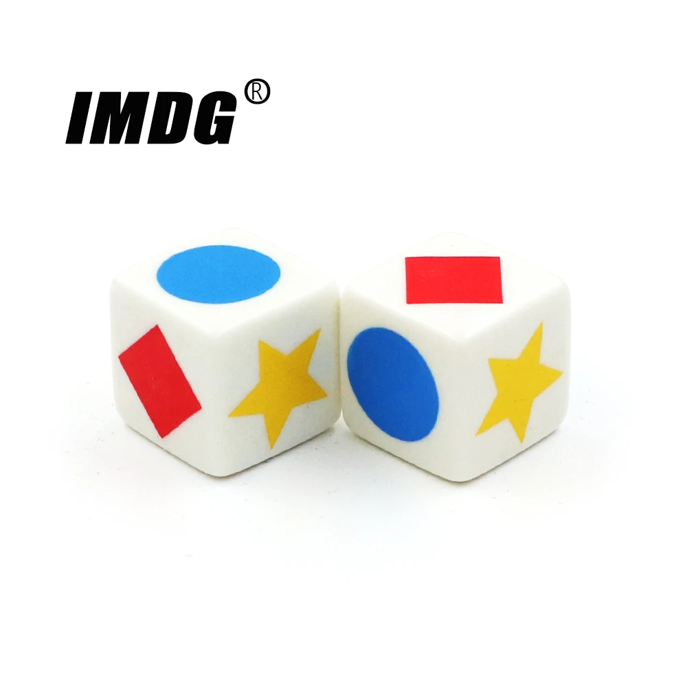 

2pcs/pack Color Printing Dice 20mm Silk Screen Dice #20 Square Corner Teaching Assistant Dice Star Dice