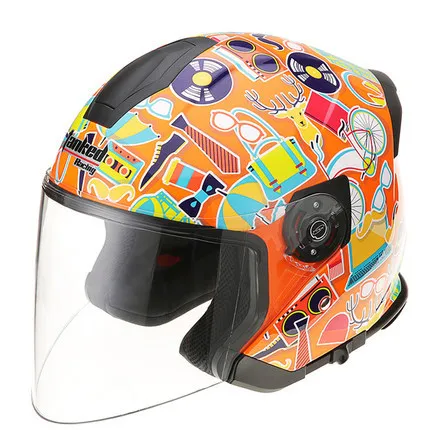 

Scrambling Motorcycle Helmet Double Lens Sun-resistant Men And Women Half Cover Type Spring And Autumn Helmet E-Bike Half Helmet