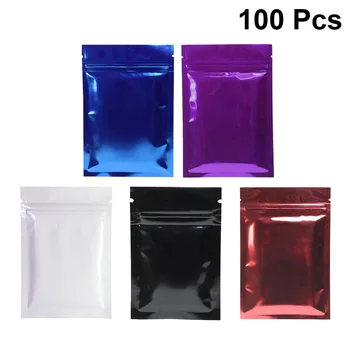 

100Pcs Color Zip Lock Aluminum Foil Food Packaging Bag Snack Pouches Mylar Flat Self Seal Ziplock Cookies Package Bag Resealable