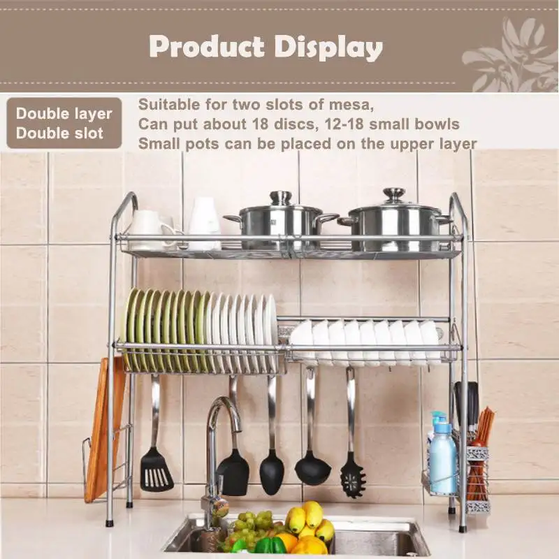 

Stainless Steel Large Dish Rack Sink Drain Rack Kitchen Racks Place the Chopsticks Rack Kitchenware Storage Wash Drain Racks