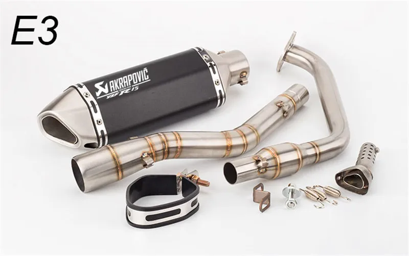 Выхлопная труба мотоцикла Akrapovic модифицированная для R15V2 YZF-R15V3 передняя часть катализатора передняя половина заднего давления глушитель - Цвет: E3